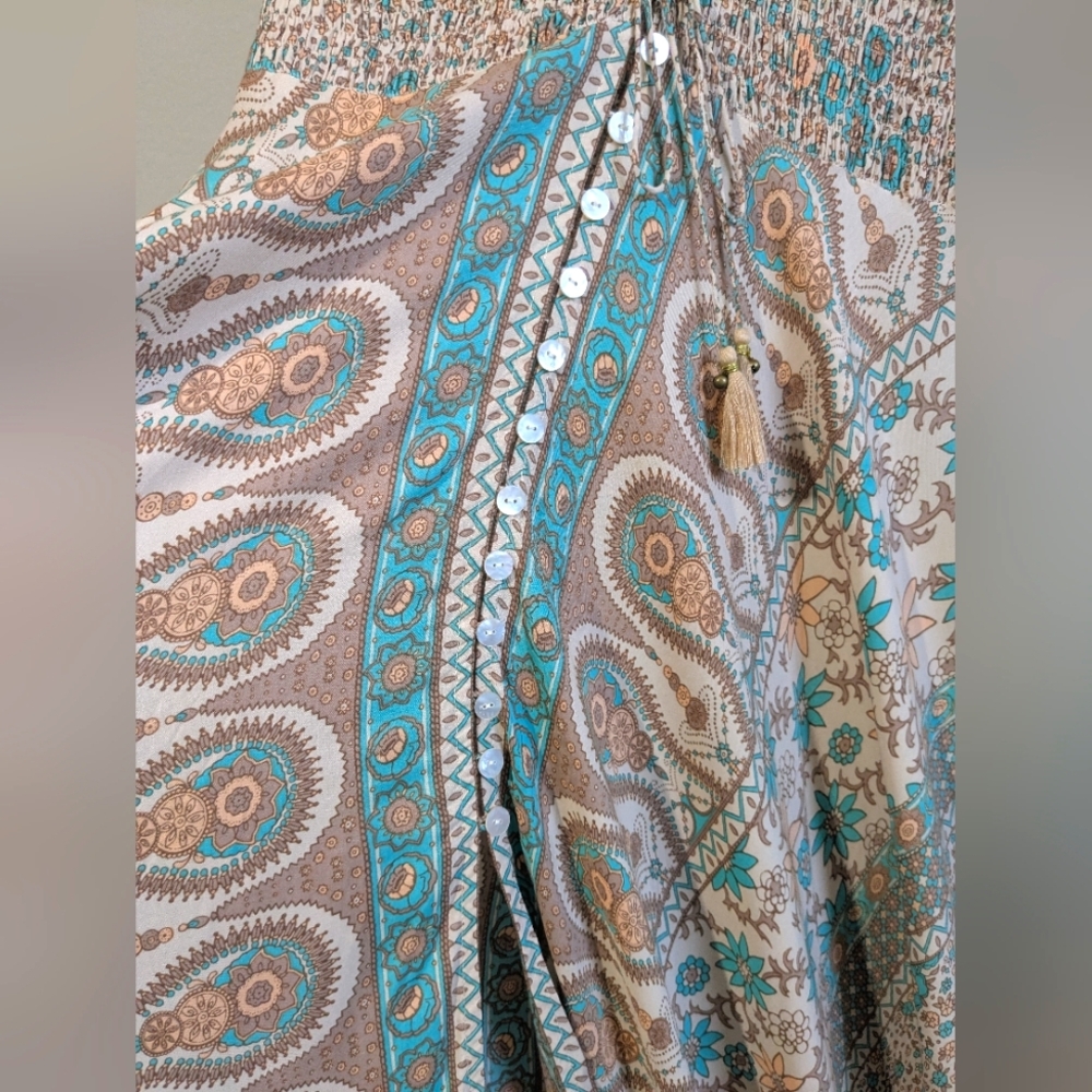 Spell Boho Blossom Gown Maxi Dress Sage Medium Original - Picture 12 of 15